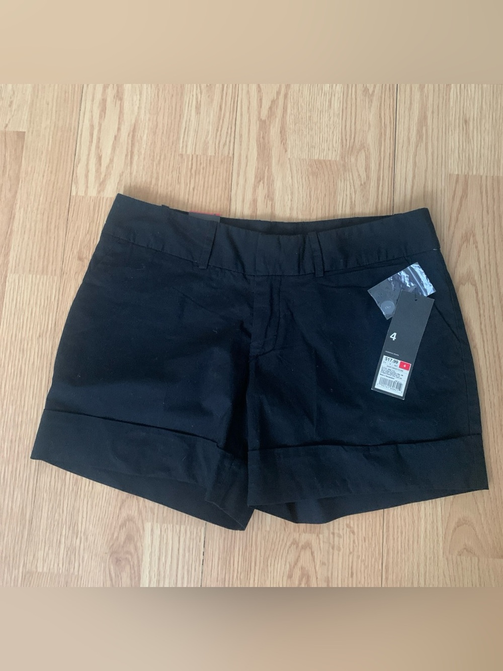 Mossimo Shorts Womans Size 4 Black Stretch Casual City Dark Preppy Chino Packets